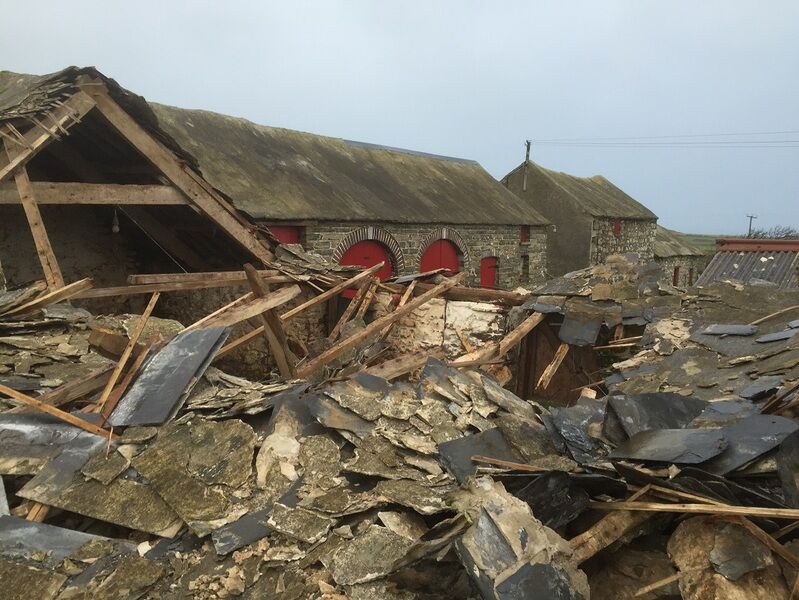 Storm damage at Treathro Farm, Strumble Head